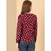 Allegra K Women's 1950s Vintage Ruffle Neck Long Sleeve Dots Chiffon Blouse - 3 of 4