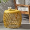 VisioGear Patio End Tables, 17.75 Inch Outdoor End Table, Lattice Design Table for Balcony Porch Pool, Yellow, 19.75"*19.75"*17.75" - 3 of 4