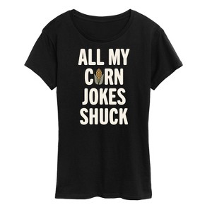 Women's - Instant Message - Valentine's Day All My Corn Jokes Shuck Short Sleeve Graphic T-Shirt - 1 of 4