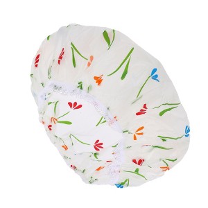 Unique Bargains Women's Floral Pattern Cap Green Orange 1 Pc - 1 of 3
