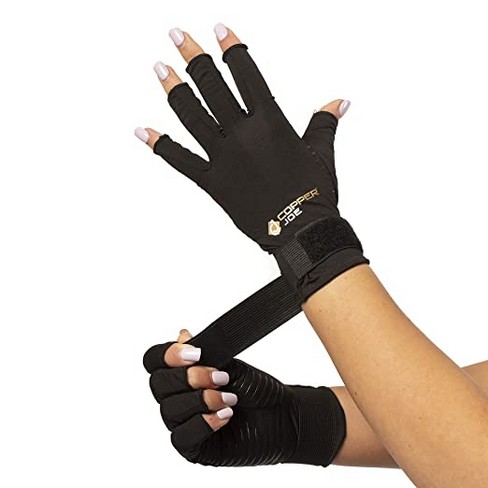 Copper Joe Fingerless Arthritis Gloves Adjustable Strap Copper Infused  Arthritis Hand Compression Typing Carpal Tunnel Rheumatoid Tendonitis - S/m  : Target