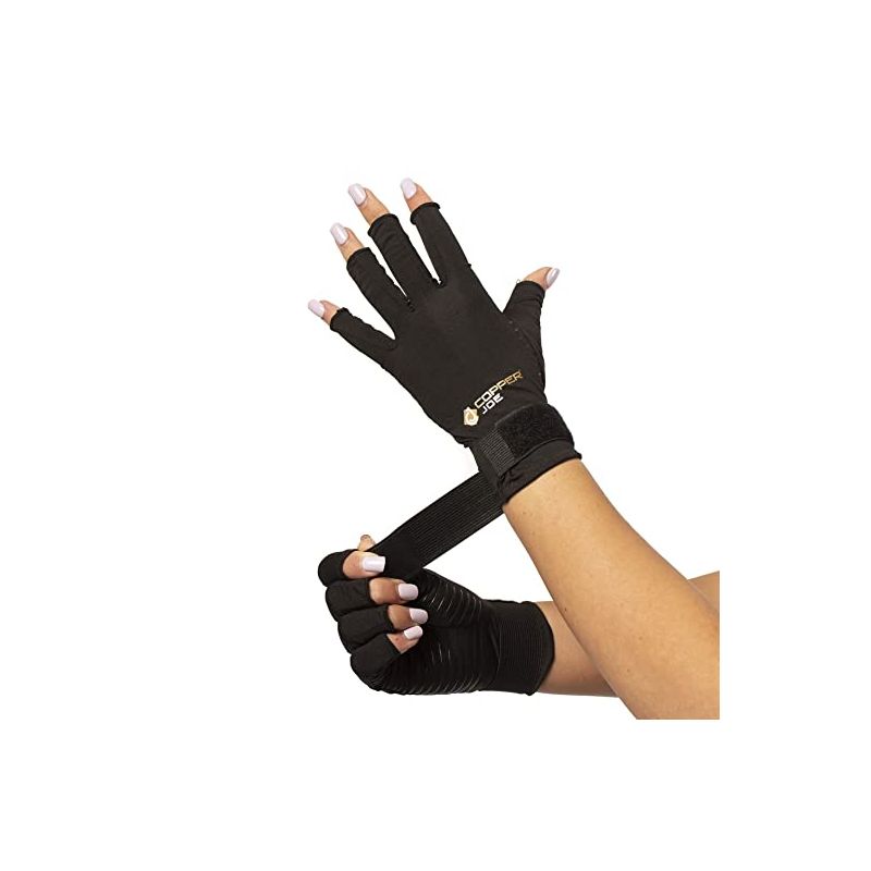 Copper Joe Fingerless Arthritis Gloves Adjustable Strap Copper Infused Arthritis Hand Compression Gloves Typing Carpal Tunnel Rheumatoid Tendonitis, 1 of 7