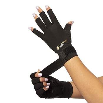Copper Joe Fingerless Arthritis Gloves Adjustable Strap Copper Infused Arthritis Hand Compression Gloves Typing Carpal Tunnel Rheumatoid Tendonitis