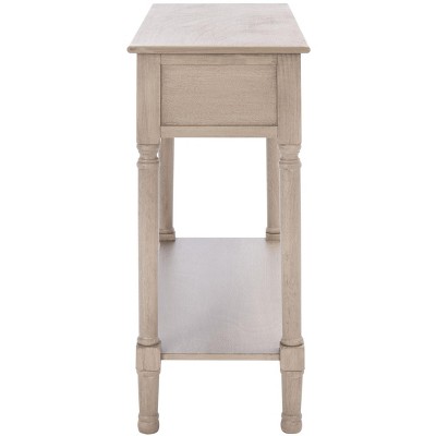 Greige Wood 2-Drawer Console Table with Storage