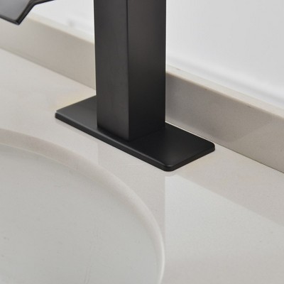 Gold and Black Single Handle Low-Arc Bathroom Faucet