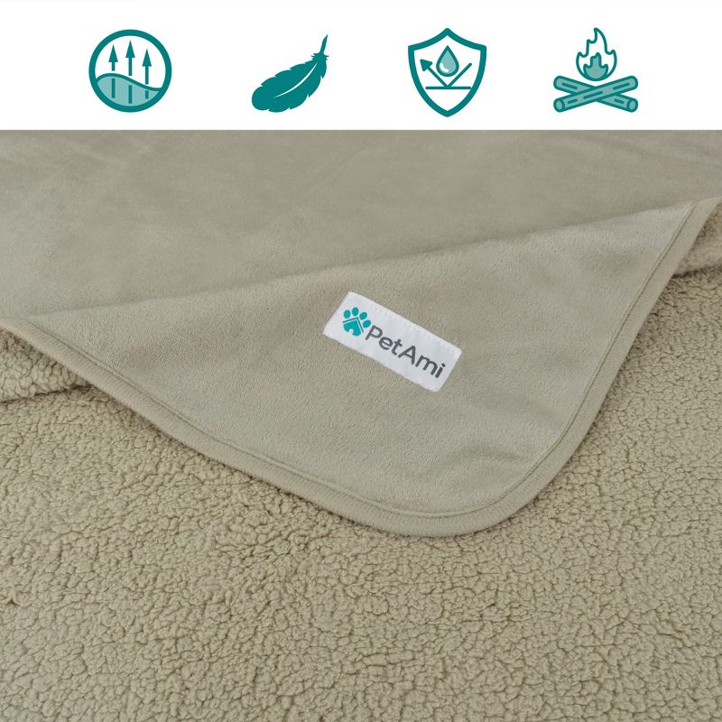 PetAmi Waterproof Dog Blanket For Pet Cat, Faux Shearling Fleece Couch Cover, Soft Plush Washable Reversible Throw, 3 of 8