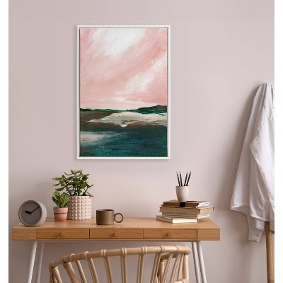 23" x 33" Pink and Green Landscape Canvas Print with White Beaded Frame