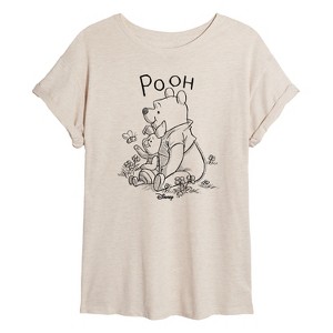 Women's - Disney - Pooh And Piglet Oversized Graphic T-Shirt - 1 of 4