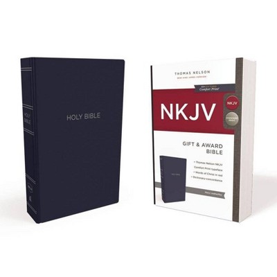 NKJV, Gift and Award Bible, Leather-Look, Blue, Red Letter Edition - by  Thomas Nelson (Leather Bound)