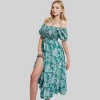 Anna-Kaci Women's Paisley Off Shoulder Midi Dress with Smocked Bodice and Ruffled Hem - 3 of 4