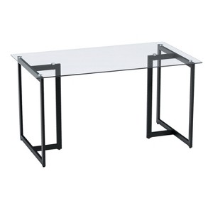 HomeRoots 55" Clear And Black Glass And Metal Dining Table - 1 of 4