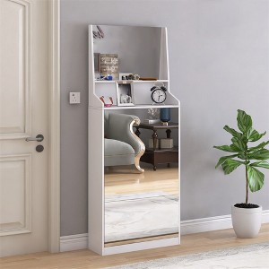 Shoe Cabinet with Mirror Drawers, Hidden Shoe Storage Cabinet with 3 Flip Drawers, Freestanding Shoe Rack for Closet Hallway Entryway Small Spaces - 1 of 4