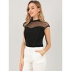 INSPIRE CHIC Women's Mesh Cap Sleeve Keyhole Back Retro Vintage Blouse - image 2 of 4