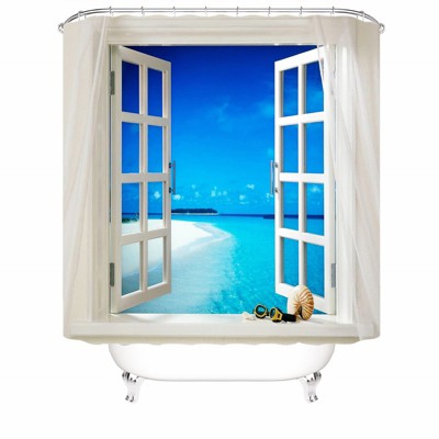 Window Of The North Sea Shower Curtains for Bathroom Waterproof Fabric Bath Curtain Durable Soft Stylish Bathroom Decor 72x72 Inch