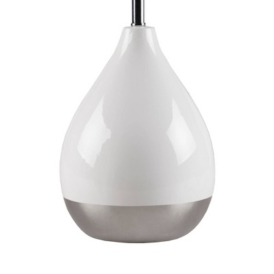 Liora 19" White and Silver Ceramic Table Lamp Set