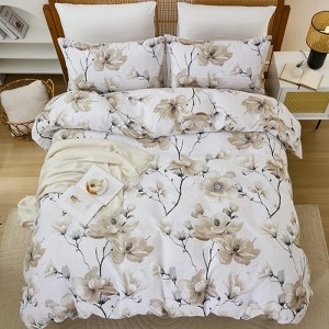 Floral Duvet Cover – 100% Cotton Bedding Set with Botanical Print, Soft Lightweight Breathable 3-Piece Set for All Seasons - 1 of 4