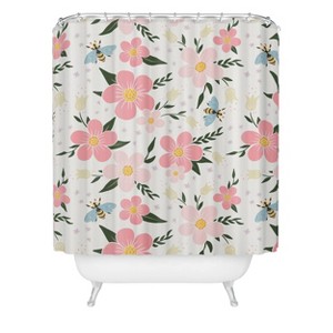 Deny Designs Avenie Cherry Blossom Spring Garden Shower Curtain: Woven Polyester, Machine Washable - 1 of 2