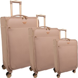 Ellen Tracy 3 PC Soft Sided Woven Faux Leather Luggage Set – 21inch, 29inch, 32inch Expandable 8-Wheel Spinners - 1 of 4