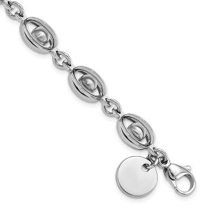 Black Bow Jewelry 8mm Polished Stainless Steel Caged Bead Bracelet, 7.5 to 8 Inch - 1 of 4