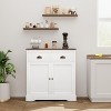 Coffee Bar Cabinet, Modern Farmhouse Buffet Cabinet with 2 Drawers and Adjustable Shelf, Double Door Kitchen Cabinet, White - 4 of 4