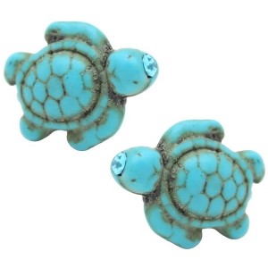 Hawaiian Sea Turtle and Aquamarine Stud Earrings - 1 of 3