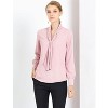 INSPIRE CHIC Women's Long Sleeve Pleated Tie Neck Office Blouses - 4 of 4