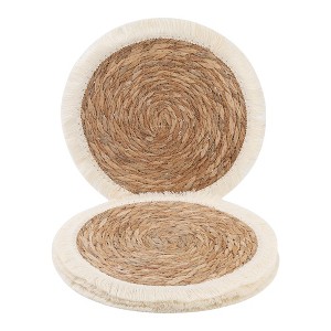 REGALWOVEN Farmhouse Placemats Set of 4 Woven Placemats for Dining Table Decor Indoor Kitchen Table Mat with Tassel - 1 of 4