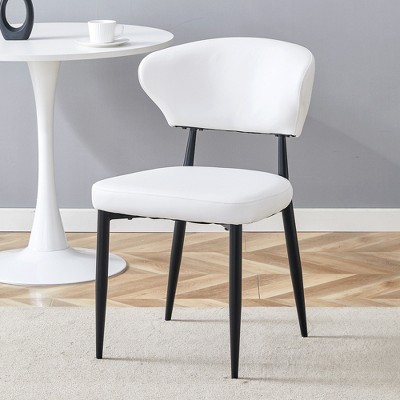 FURNIinspire Dining Chairs A Pack Of 4 Dining Chairs For Dining Room, Metal Legs Versatile Dining Chairs With Pu Cushion, White, 17"*18"*32"