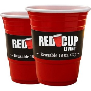 Red Cup Living 18Oz Tumbler Cups Set of 2, Insulated Reusable Plastic Cups for Hot & Cold Drinks, Travel Coffee Tumbler, Summer Cup - 1 of 4