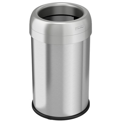 iTouchless Open Top Trash Can with Dual AbsorbX Odor Filters 13 Gallon Round Silver Stainless Steel