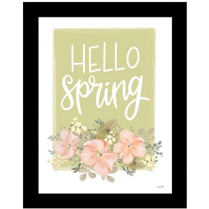 HomeRoots Hello Spring Floral Black Framed Print Wall Art - 1 of 3