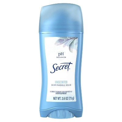 Secret pH Balanced Unscented Invisible Solid Antiperspirant & Deodorant - 2.6oz