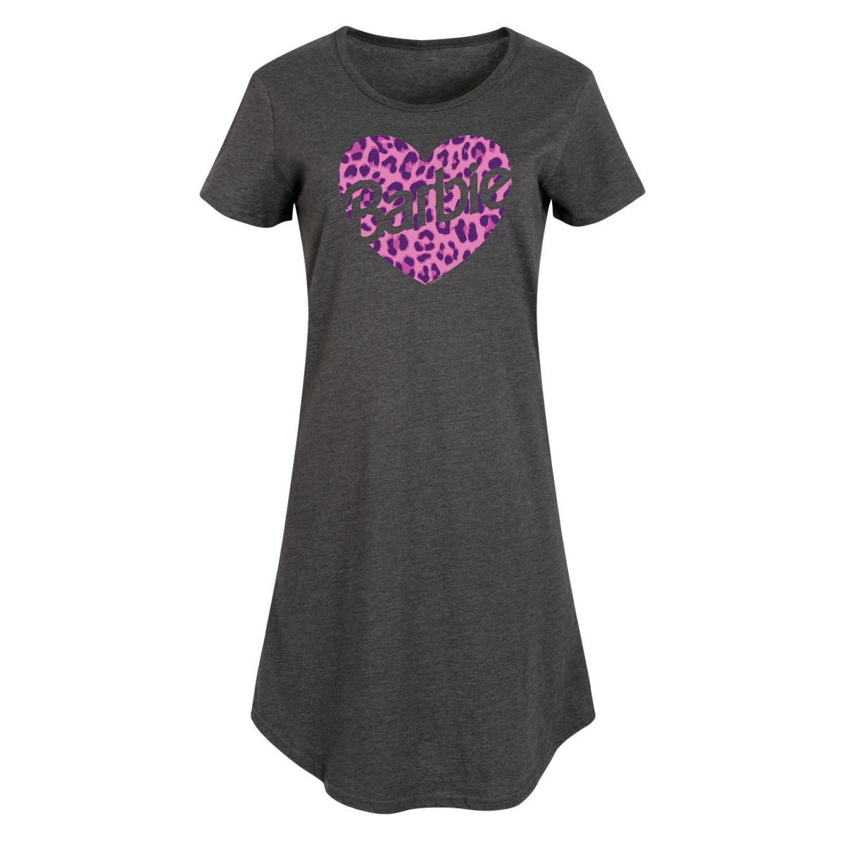 Women's - Barbie - Leopard Heart with Logo Graphic T-shirt Dress