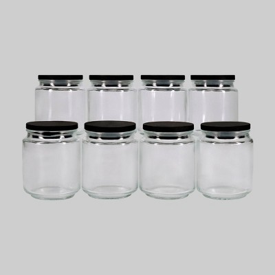 8ct Mini Jars with Black Lid - Bullseye's Playground™