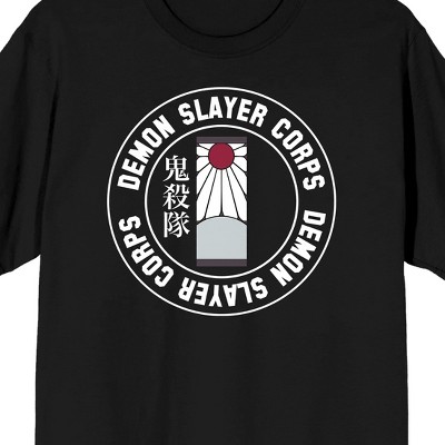 Demon Slayer Corps Logo Crew Neck Short Sleeve Men's Black T-shirt-XL