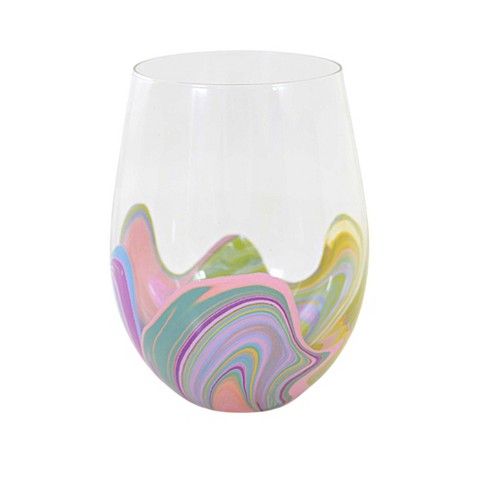 Sit Stay Drink wine Glass, stemless, hand painted, 18oz, no stem