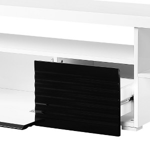 Vynxaria White Black High Gloss TV Stand Storage Space Stylish Media Console for Living Room Bedroom Entertainment Areas - 1 of 4