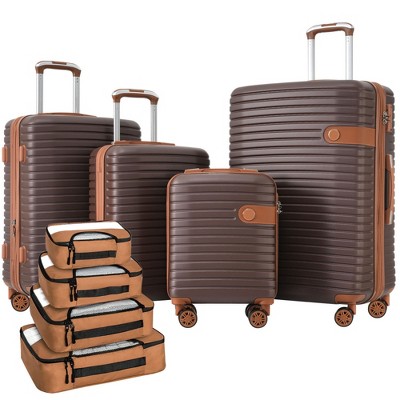 YONWAY 4 Piece Luggage Set, ABS Hard Shell Lightweight Expandable Travel Luggage with 4 Packing Cubes, TSA Lock, Spinner Wheels for Men Women