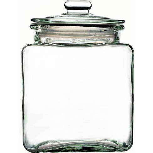 Stackable Square Glass 48 fl oz/1.5 Qt Tobacco Jar Canister with Glass Lid