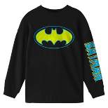 Batman Neon Logo Youth Black Long Sleeve Shirt
