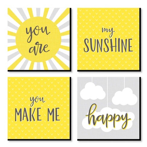 Big Dot of Happiness You are My Sunshine - Kids Room, Nursery Decor and Home Decor - 11 x 11 inches Kids Wall Art - Set of 4 Prints - image 1 of 4
