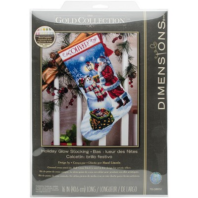 Dimensions Gold Collection Counted Cross Stitch Kit 16" Long-Holiday Glow Stocking (18 Count)