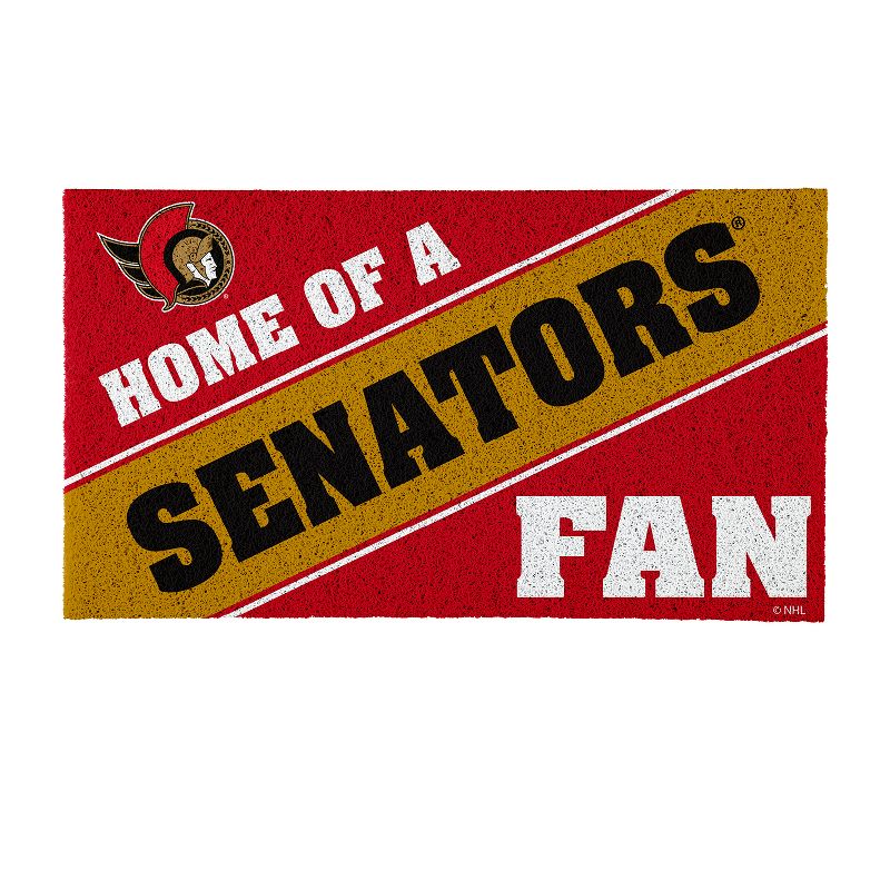 Evergreen Home of a Fan Ottawa Senators 28" x 16" Woven PVC Indoor Outdoor Doormat, 1 of 7