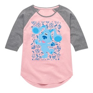 Girls' - Blue's Clues & You! - Blue Waves Hello Shirt Tail Raglan Graphic T-shirt - 1 of 2