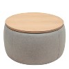 VYNXARIA Round Storage Ottoman, 2 in 1 Function, Work as End table and Ottoman - 3 of 4