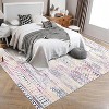 Washable Boho Geometric Rug for Living Room, Office, Bedroom, Low Pile Soft Non-Slip Floor Carpet Neutral - 2 of 4
