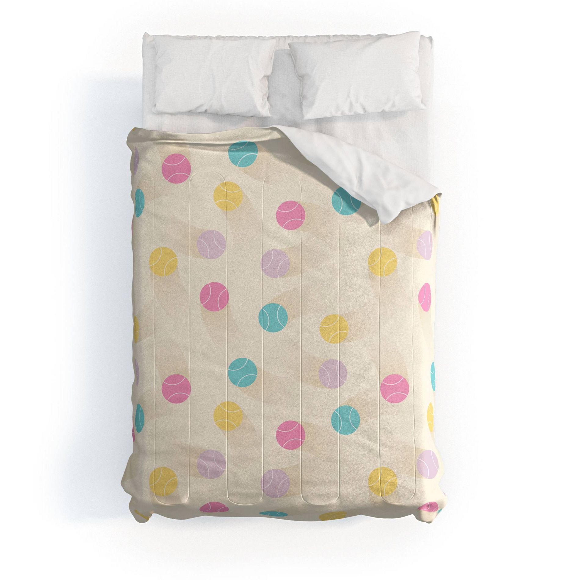 Deny Designs 3pc Full Marufemia Colorful Pastel Tennis Balls Kids' Comforter and Sham Set Pink