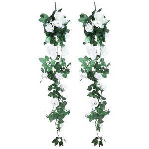 Unique Bargains Flower Silk Artificial Flowers Hanging Plants Vine Garland for Home - 1 of 4