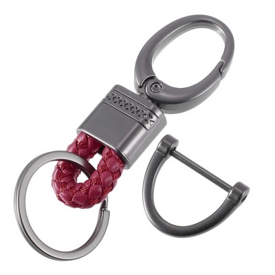 Unique Bargains Keychains Zinc Alloy Faux Leather 360 Degree Rotatable