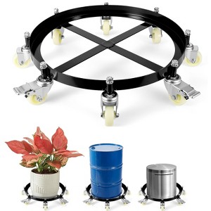 55 Gallon Drum Dolly, 1000 lbs Load Capacity Trash Can Dolly With 4 Swivel Casters & Cross Braces, Non Tipping Hand Truck, Barrel Dolly - 1 of 4